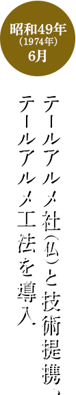 昭和49年(1974年)6月 テールアルメ社（仏）と技術提携、テールアルメ工法を導入