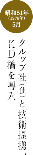 昭和51年(1976年)5月 クルップ社（独）と技術提携、KD橋を導入